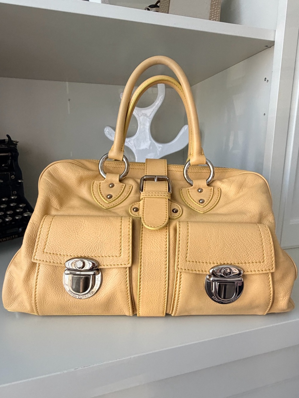 Y2K Vintage 2000’S MARC JACOBS Venetia Light Yellow Leather Purse Bag Made Italy - Picture 1 of 16